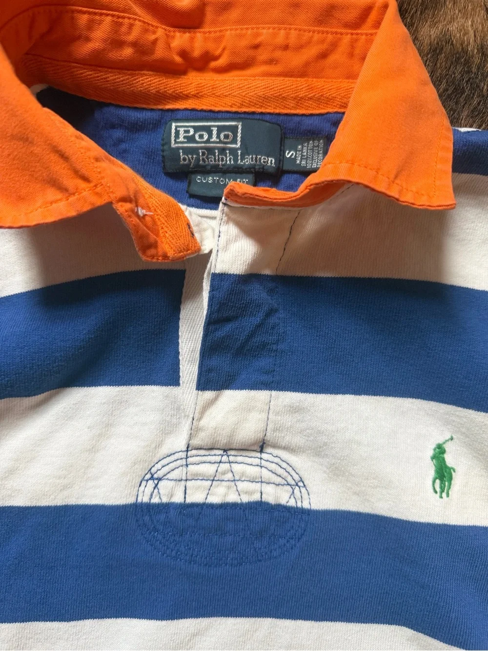 Polo Ralph Lauren Custom Fit Rugby Shirt – Men's S blue  & White Striped S